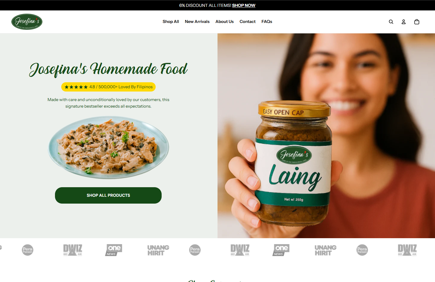 Josefina's Homemade website